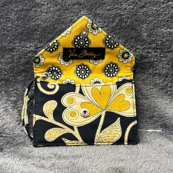 Vera Bradley Black and Yellow Patterned Wallet - Picture 2 of 12